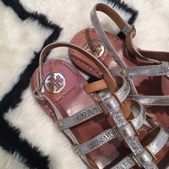 Tory Burch Reggie Flat Sandals Silver - Picture 6 of 6